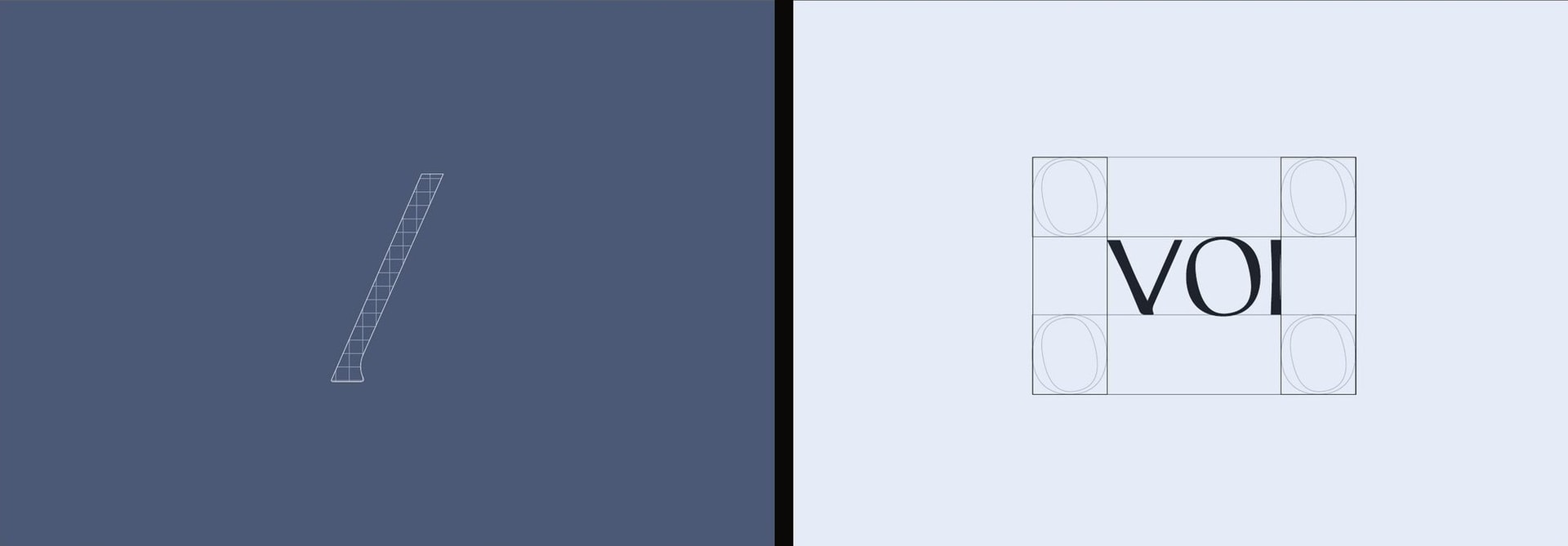 The forward-slash brand motif and the clear space built from the O